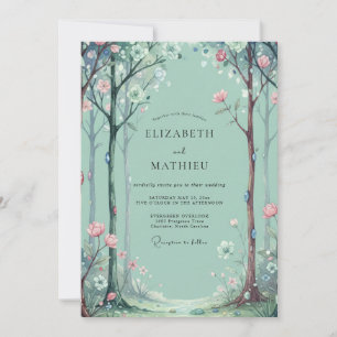 Convite Casamento de Eucalipto Árvore Floresta Aqua