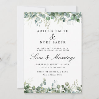 Convite Casamento de Eucalipto Bonito Personalizável