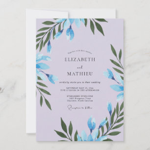 Convite Casamento de Eucalipto Cinza com Folhagem de Periw