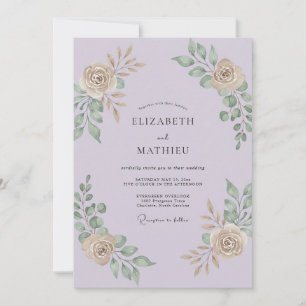 Convite Casamento de Eucalipto Cinza Folhagem Lilás Champa