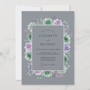 Convite Casamento de Eucalipto Cinza Succulent Lilás Ardós