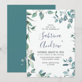 Convite Casamento de Eucalipto com Aquarela Elegante