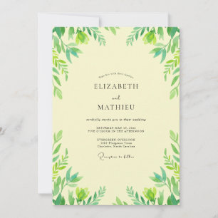 Convite Casamento de Eucalipto com Folhagem Amarela Mantei