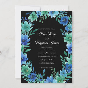 Convite Casamento de Eucalipto com Folhagem Azul-escuro