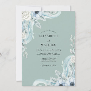 Convite Casamento de Eucalipto com Folhagem Azul Gelo Espu