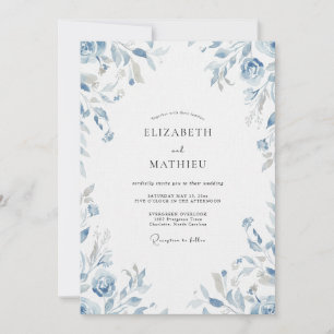 Convite Casamento de Eucalipto com Folhagem Azul-Pervinca