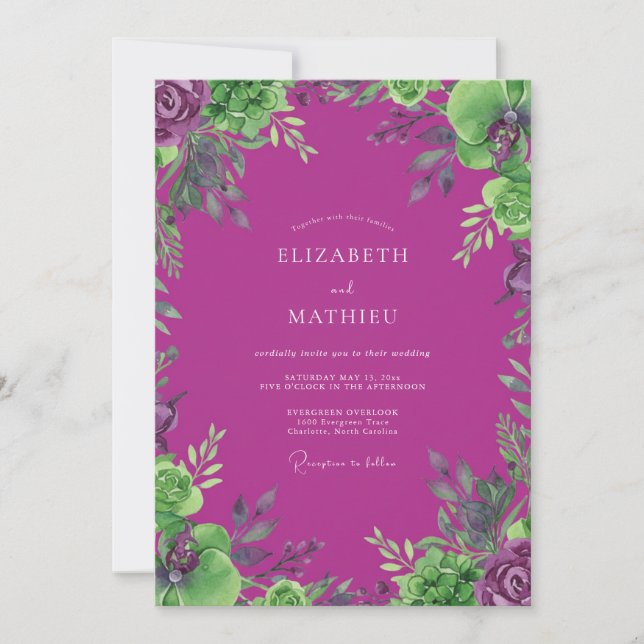 Convite Casamento de Eucalipto com Folhagem Chartreuse Mag (Frente)