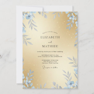 Convite Casamento de Eucalipto com Folhagem Congelada de C