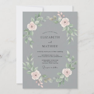 Convite Casamento de Eucalipto com Folhagem Cor-de-Rosa Pá
