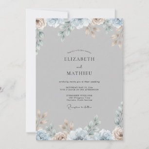 Convite Casamento de Eucalipto com Folhagem de Champanhe P