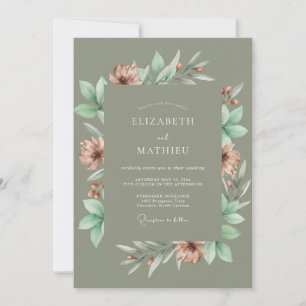 Convite Casamento de Eucalipto com Folhagem de Cobre Taupe