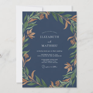 Convite Casamento de Eucalipto com Folhagem de Ocre de Ard