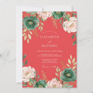 Convite Casamento de Eucalipto com Folhagem de Ranunculus
