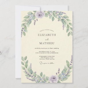 Convite Casamento de Eucalipto com Folhagem de Salvia Lilá