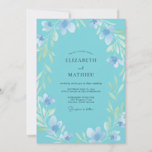 Convite Casamento de Eucalipto com Folhagem e Céu Azul-Per