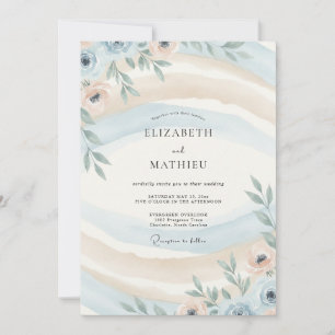 Convite Casamento de Eucalipto com Folhagem em Champanhe A