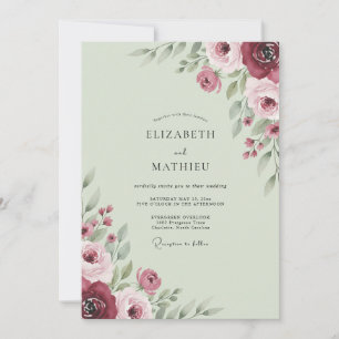 Convite Casamento de Eucalipto com Folhagem em Tom de Hort