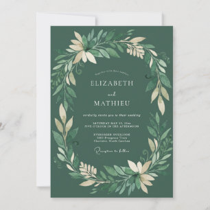 Convite Casamento de Eucalipto com Folhagem Esmeralda