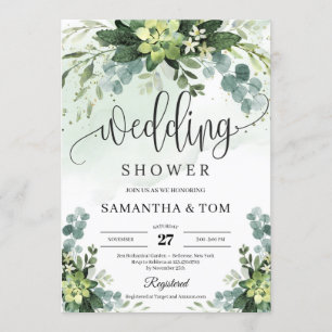 Convite Casamento de eucalipto com folhagem floral sucinta