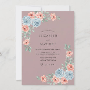 Convite Casamento de Eucalipto com Folhagem Lilás Empoeira