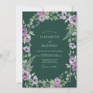 Convite Casamento de Eucalipto com Folhagem Lilás Esmerald