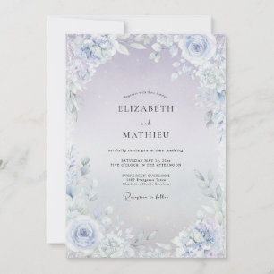 Convite Casamento de Eucalipto com Folhagem Lilás Gelo