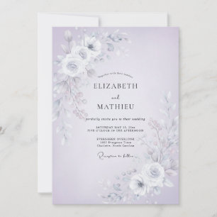 Convite Casamento de Eucalipto com Folhagem Lilás Prateada