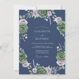 Convite Casamento de Eucalipto com Folhagem Lilás Slate