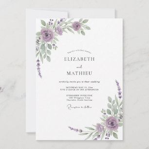 Convite Casamento de Eucalipto com Folhagem Lilás Violeta