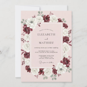 Convite Casamento de Eucalipto com Folhagem Marrom-Branca