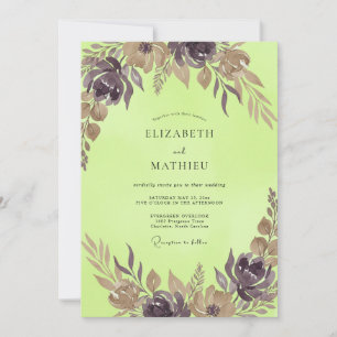 Convite Casamento de Eucalipto com Folhagem Mauve Pistácio
