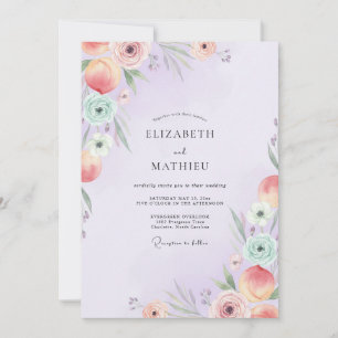 Convite Casamento de Eucalipto com Folhagem Pastel Roxo
