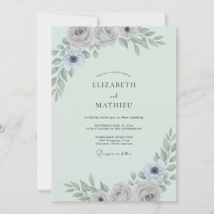 Convite Casamento de Eucalipto com Folhagem Prateada de Ho