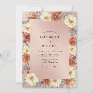 Convite Casamento de Eucalipto com Folhagem Terracota Mauv