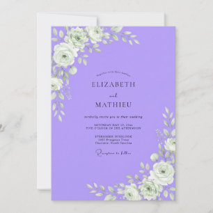 Convite Casamento de Eucalipto com Folhagem Violeta Branca