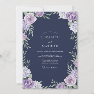 Convite Casamento de Eucalipto com Folhagem Violeta Índigo