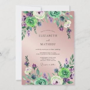 Convite Casamento de Eucalipto com Folhagem Violeta Malva