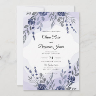 Convite Casamento de Eucalipto com Ramalhete Violeta e Vio