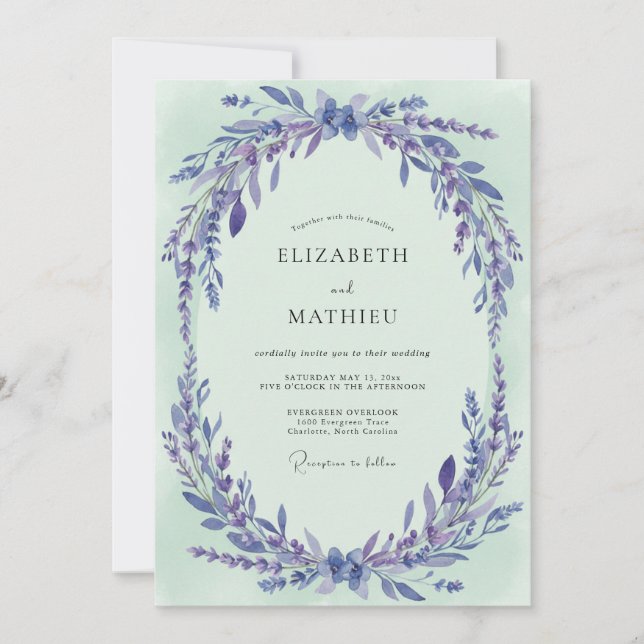 Convite Casamento de Eucalipto com Ramalhetes de Celadon e (Frente)