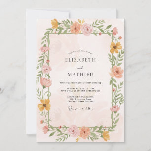 Convite Casamento de Eucalipto Coral Golden Sprig