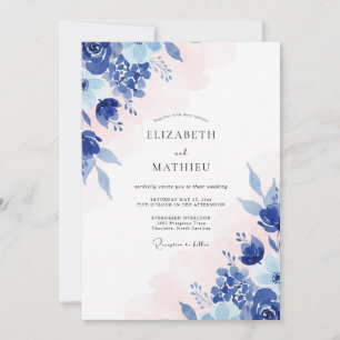 Convite Casamento de Eucalipto Cornflower Blush Safira