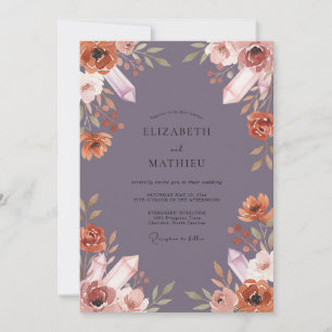 Convite Casamento de Eucalipto Cristal Roxo Empoeirado