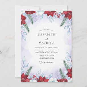 Convite Casamento de Eucalipto de Inverno Poinsettia Carme
