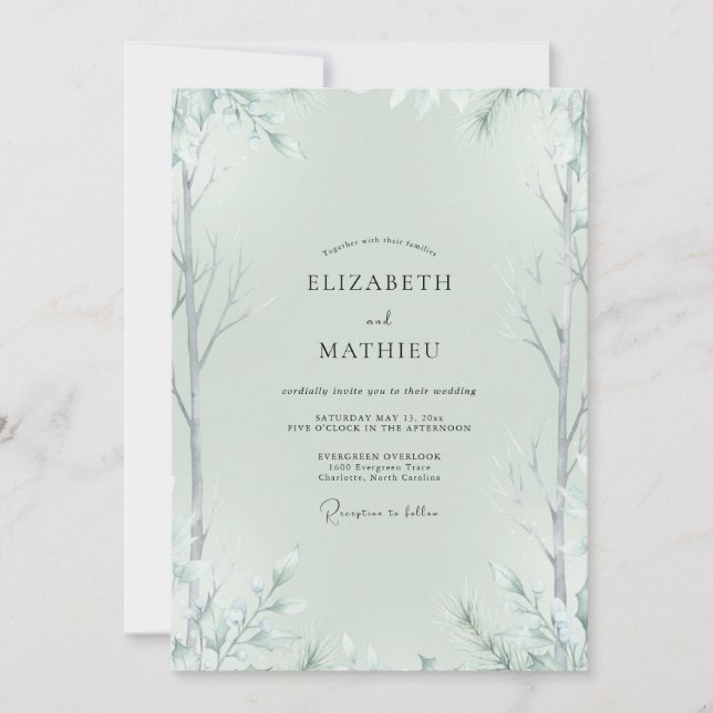 Convite Casamento de Eucalipto de Salgueiro de Hortelã Pál (Frente)