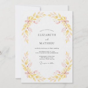 Convite Casamento de Eucalipto Desbotado com Folhagem Amar