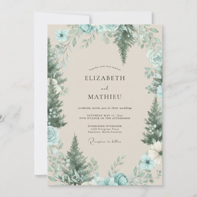 Convite Casamento de Eucalipto do Bosque de Pinheiro Celad (Frente)
