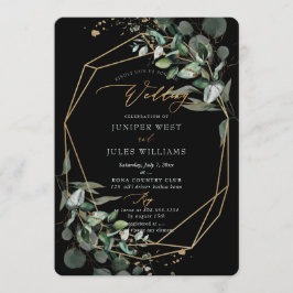 Convite Casamento de Eucalipto Dourado Verde PixDezines H2