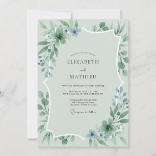 Convite Casamento de Eucalipto em Aço com Espuma do Mar