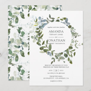Convite Casamento de Eucalipto em Aquarela