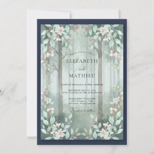 Convite Casamento de Eucalipto em Bosque Nebuloso